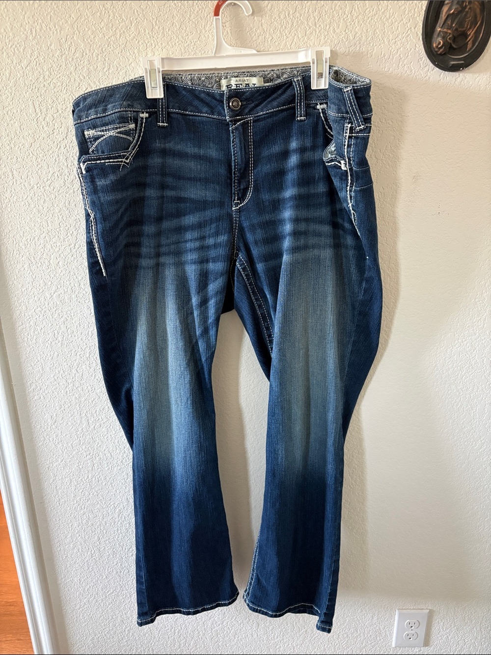 Ariat Dark Blue Bootcut Jeans with White Contrast Stitching